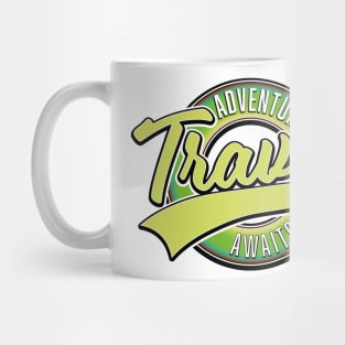 travel adventure awaits vintage logo Mug